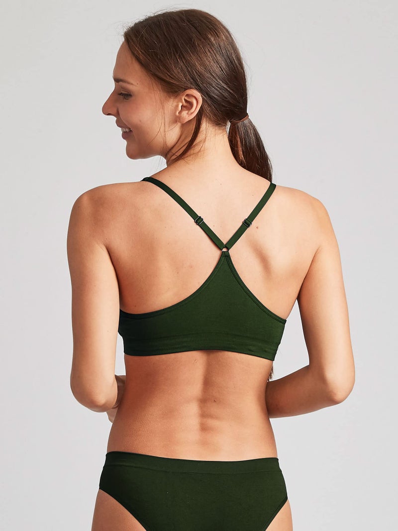 Kalon Womenâ€™s 4 Pack Racerback Sports Bralette Seamless Wireless Comfort Bra (Large, D. Vintage) - Image 3